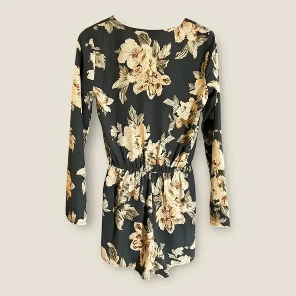 Lulus Women's Floral Print Romper Blue Small Long Sleeve Casual - Picture 2 of 6